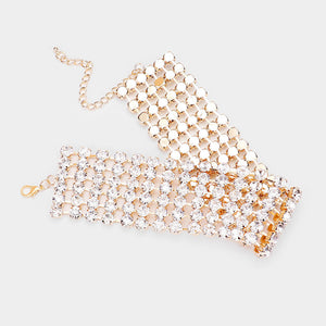 Wide Crystal Rhinestone Choker Pageant Necklace on Gold | Prom Choker| 467932