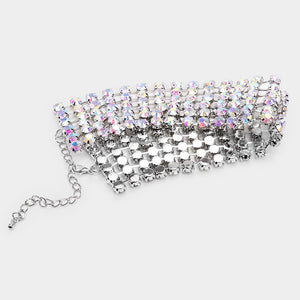 Wide AB Crystal Rhinestone Choker Pageant Necklace  | Prom Choker| 491973