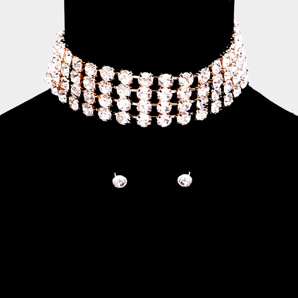 Crystal Rhinestone Choker Pageant Necklace