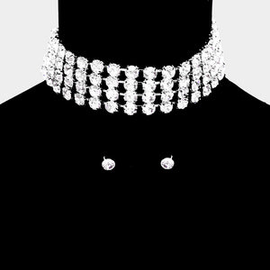 Crystal Rhinestone Choker Pageant Necklace