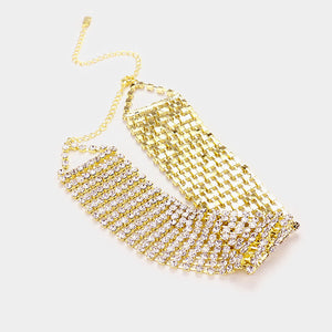 Crystal Rhinestone Choker Necklace on Gold | 343834