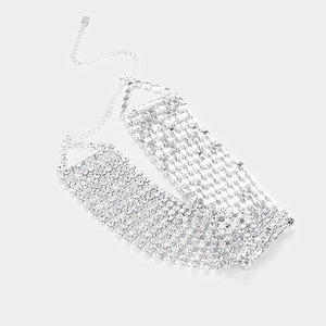 Crystal Rhinestone Choker Necklace on Silver | 343836