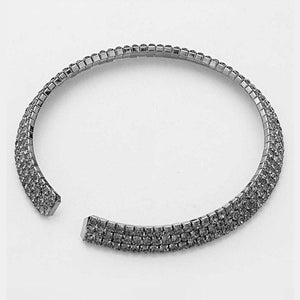 Three Row Black Diamond Crystal Choker and Earrings | 101771