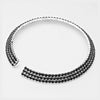 Three Row Black Crystal Choker and Earrings | 205475