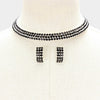 3-Row Black Crystal Choker and Earrings