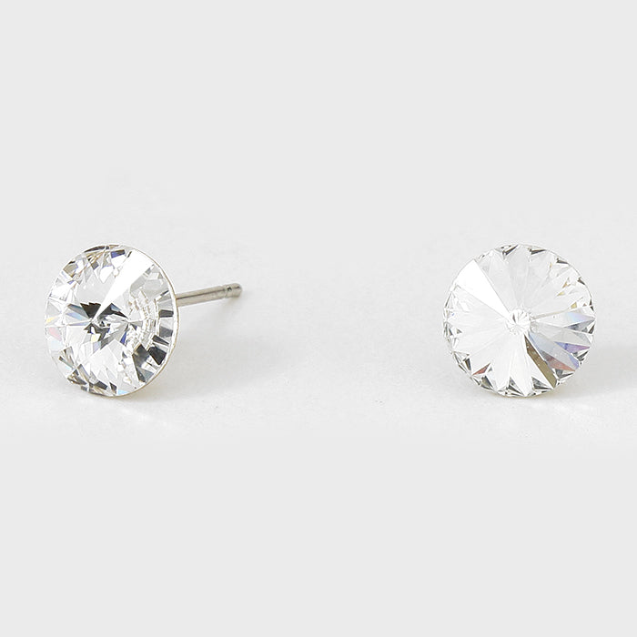 Small Clear Round Crystal Stud Earrings | 8 mm