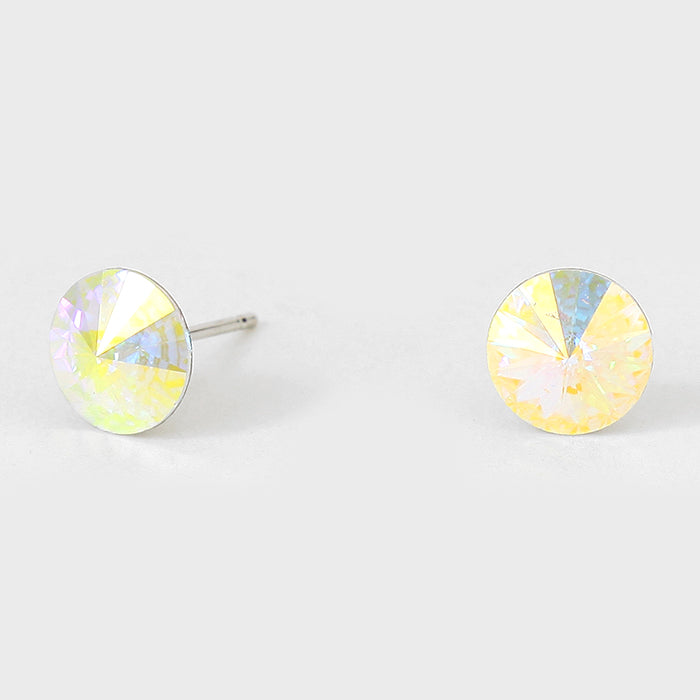 Small AB Round Crystal Stud Earrings | 8 mm