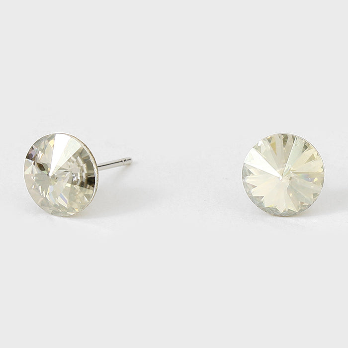 Small Clear Round Crystal Stud Earrings | 8 mm