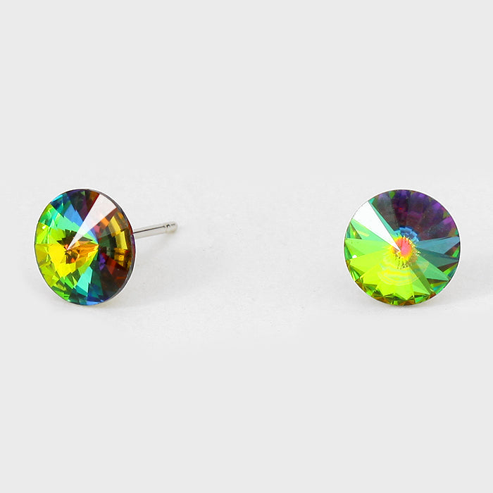 Small Multi-Color Round Crystal Stud Earrings | 8 mm | 123230