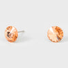 Small Peach Round Crystal Stud Earrings | 8 mm