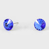 Small Sapphire Round Crystal Stud Earrings | 8 mm