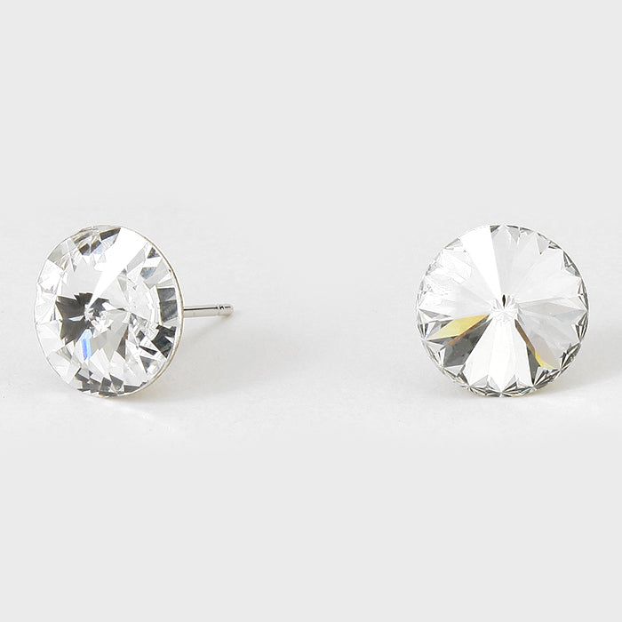 Clear Small Round Crystal Stud Earrings | 10mm = 0.39"
