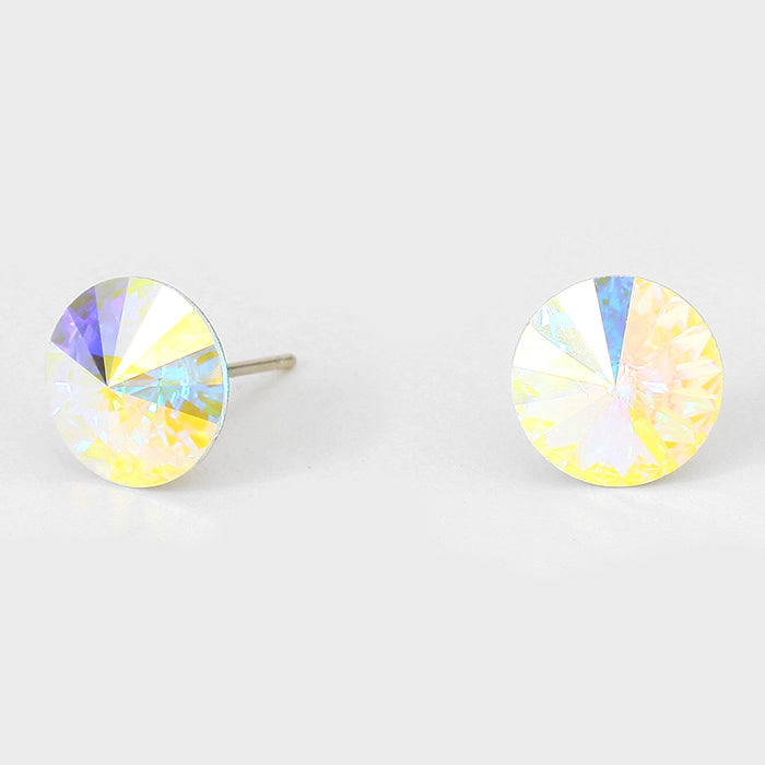 AB Small Round Crystal Stud Earrings | 10mm = 0.39" | 123259