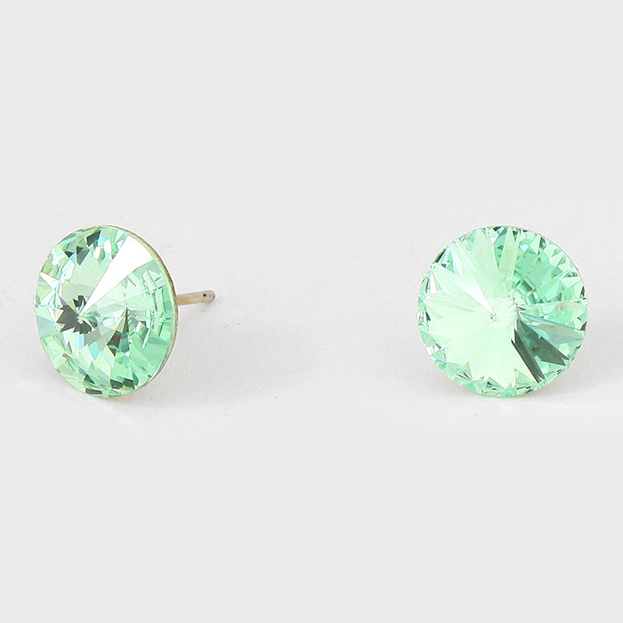 Green Small Round Crystal Stud Earrings | 10mm = 0.39"
