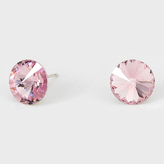 Amethyst Small Round Crystal Stud Earrings | 10mm = 0.39"