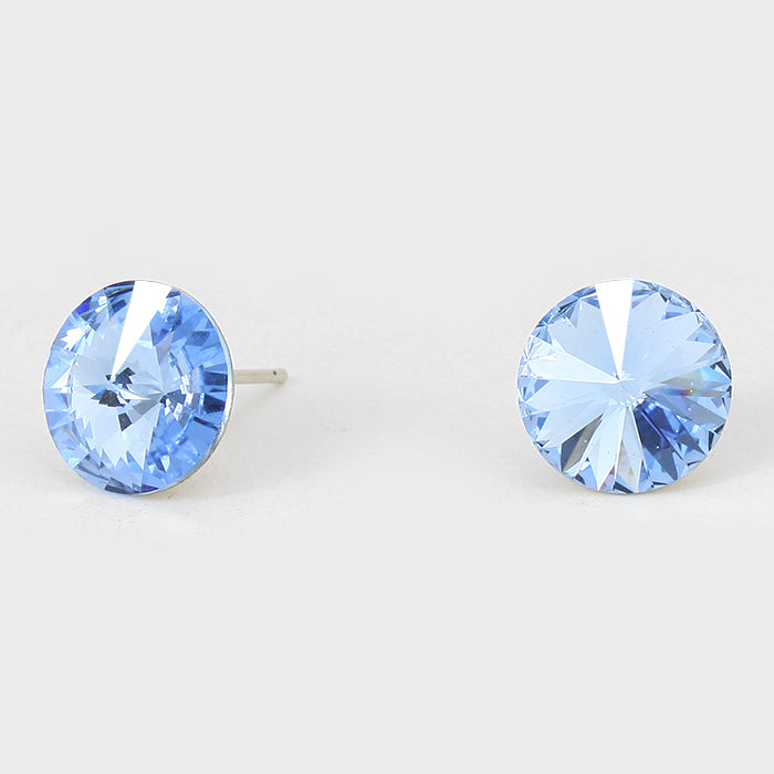 Light Blue Small Round Crystal Stud Earrings | 10mm = 0.39"