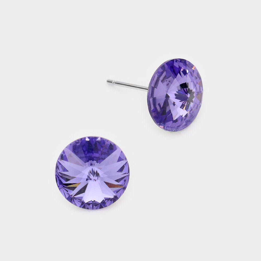 Tanzanite Small Round Crystal Stud Earrings | 10mm = 0.39"