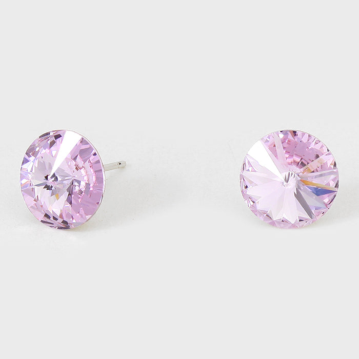 Violet Small Round Crystal Stud Earrings | 10mm = 0.39"