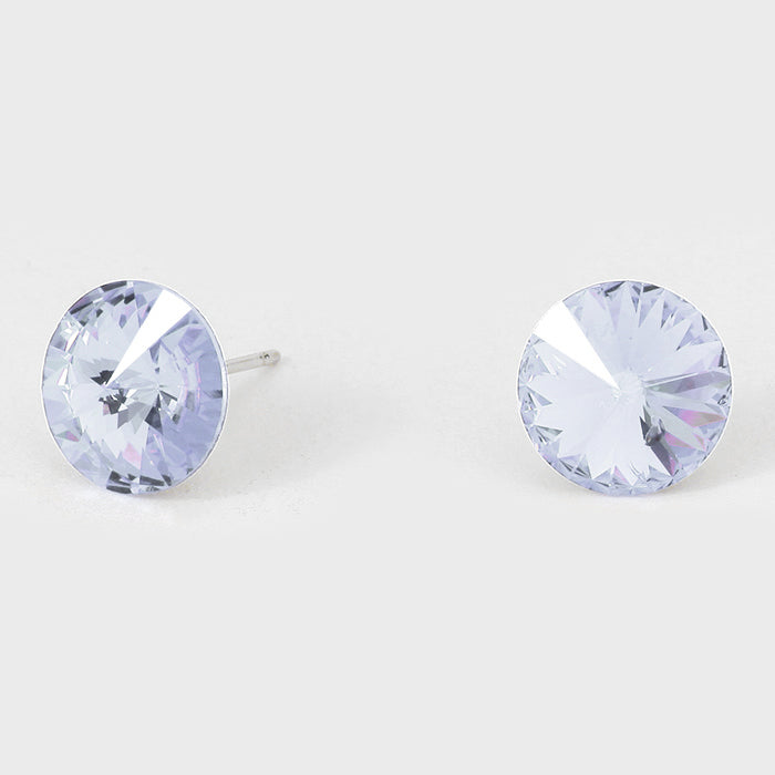 Lavender Small Round Crystal Stud Earrings | 10mm = 0.39"