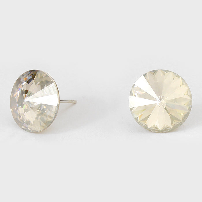Clear Small Round Crystal Stud Earrings | 15mm = 0.59" 