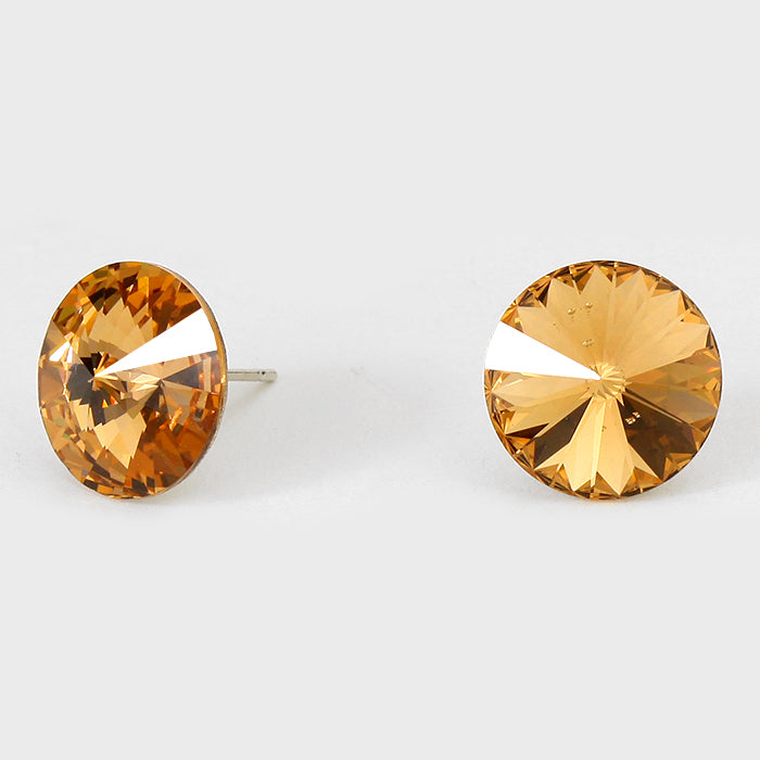 Topaz Small Round Crystal Stud Earrings | 15mm = 0.59" | 114070
