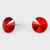 Red Small Round Crystal Stud Earrings | 15mm = 0.59"  