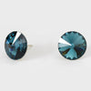 Navy Small Round Crystal Stud Earrings | 15mm = 0.59"  