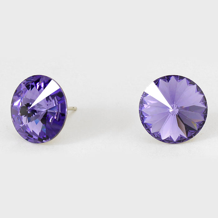 • Color : Tanzanite • Size : 10 mm • Post Back • Tanzanite Small Round Crystal Stud Earrings | 15mm = 0.59"