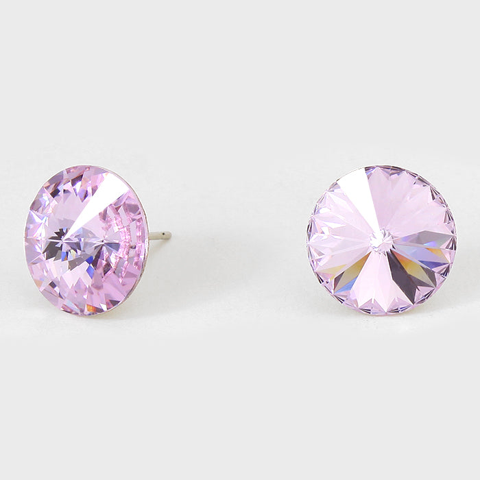 Violet Small Round Crystal Stud Earrings | 15mm = 0.59"