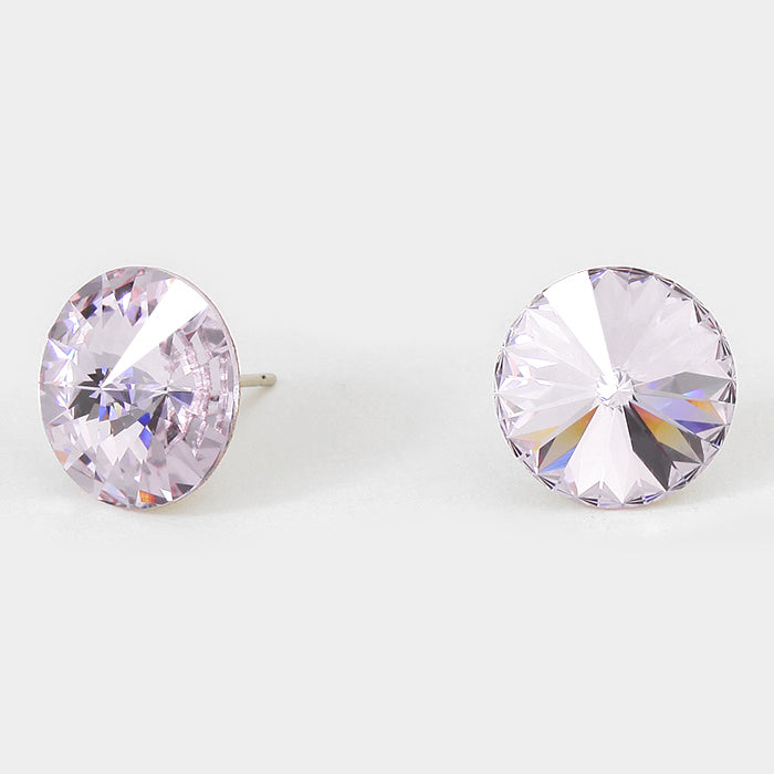 Tanzanite Small Round Crystal Stud Earrings | 15mm = 0.59"