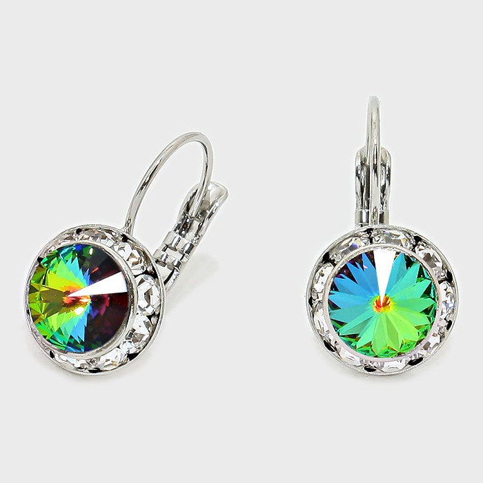 Small Multi-Color Austrian Crystal Stud Earrings | 0.5"