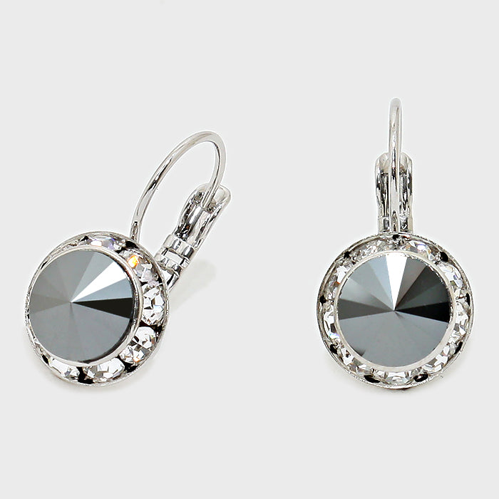 Small Hematite Austrian Crystal Stud Earrings | 0.5"