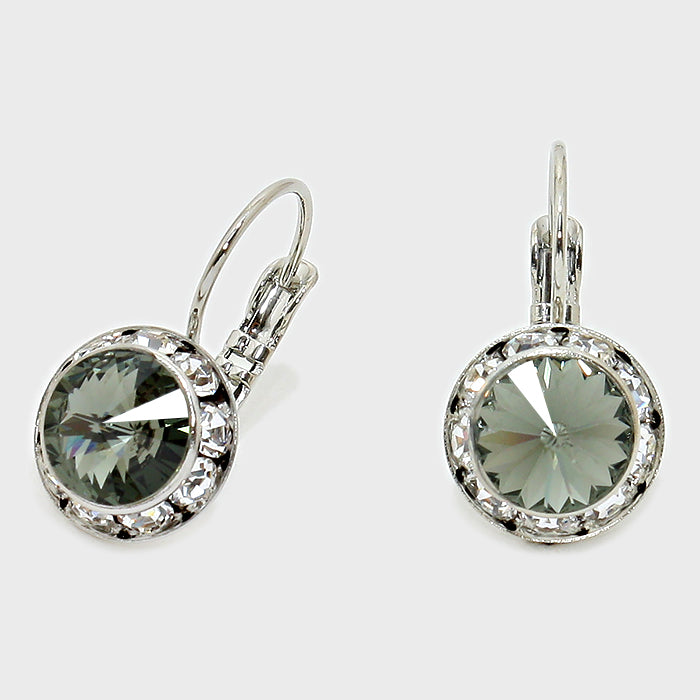 Small Black Diamond Austrian Crystal Stud Earrings | 0.5"