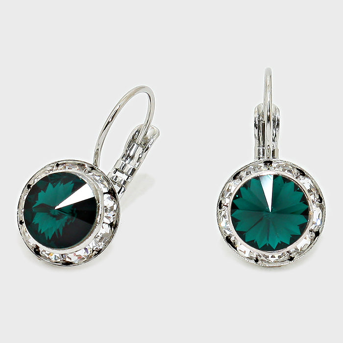 Small Emerald Austrian Crystal Earrings | 0.5" | 186270