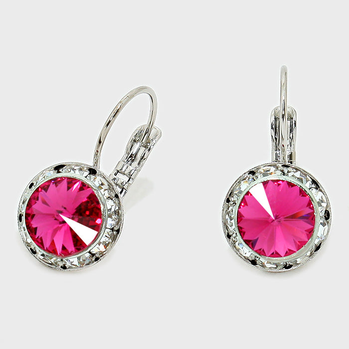 Small Fuchsia Austrian Crystal Earrings | 0.5" | 186271
