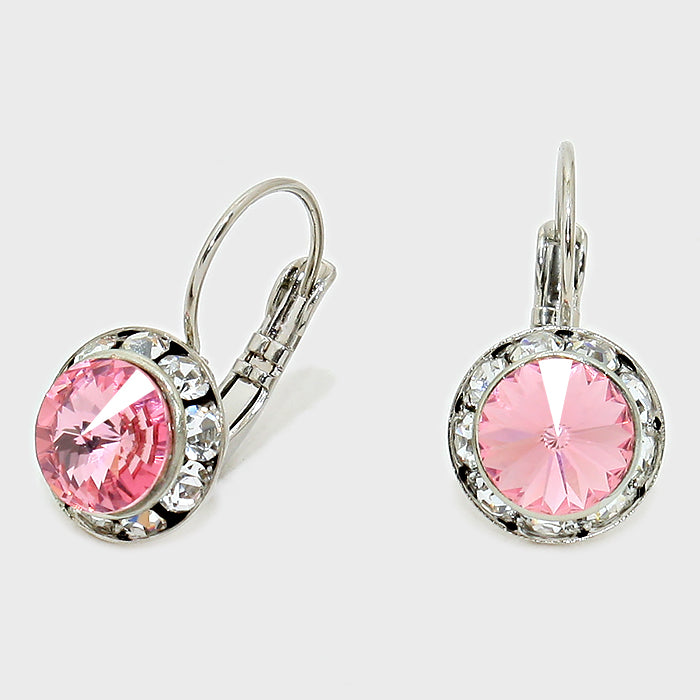 Small Light Rose Austrian Crystal Stud Earrings | 0.5"
