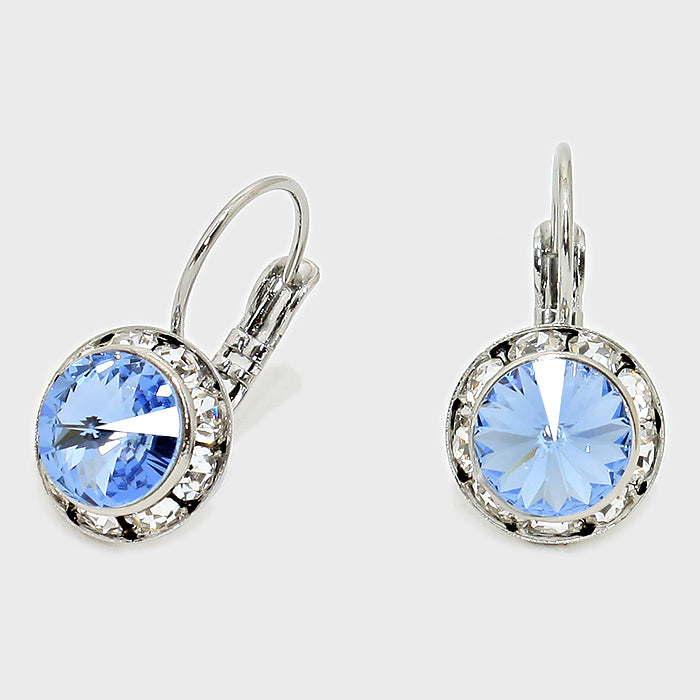 Small Light Blue Austrian Crystal Stud Earrings | 0.5"