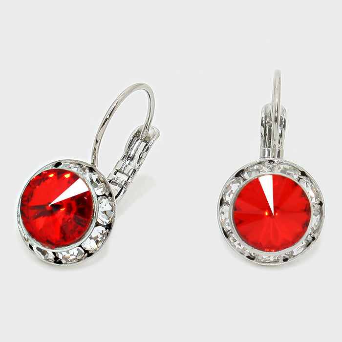 Small Red Austrian Crystal Stud Earrings | 0.5"
