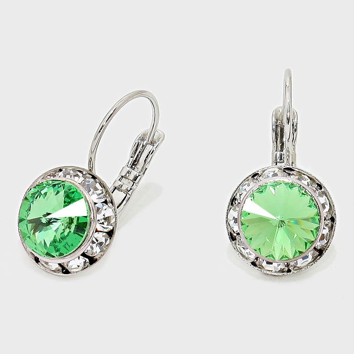 Small Peridot Austrian Crystal Stud Earrings | 0.5"