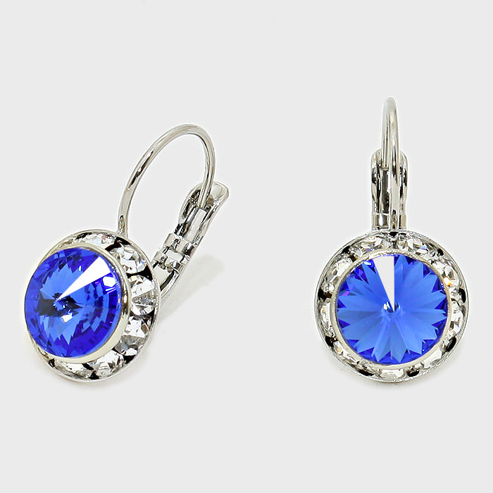 Small Sapphire Austrian Crystal Stud Earrings | 0.5"