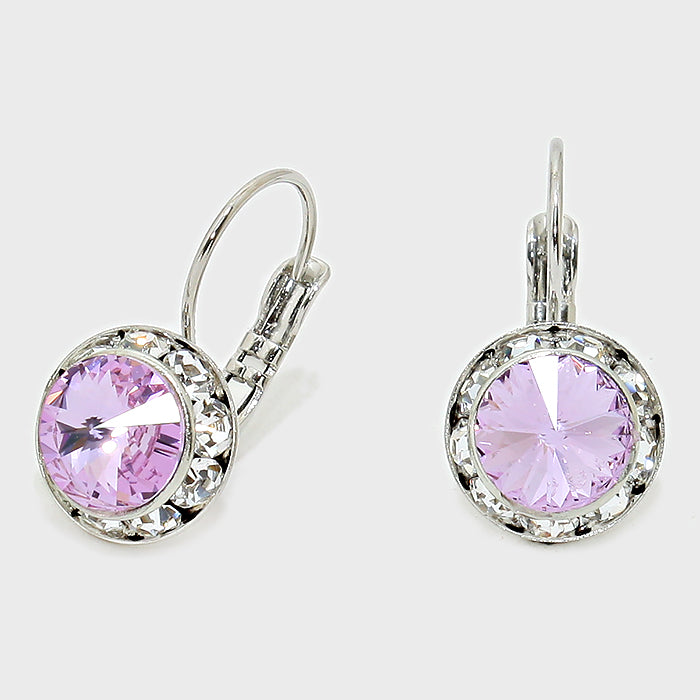 Small Violet Austrian Crystal Stud Earrings | 0.5"