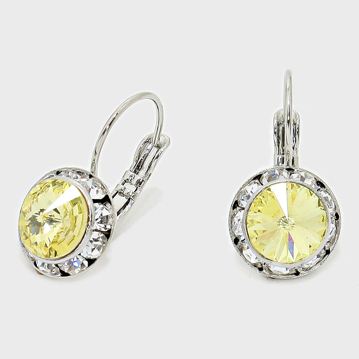 Small Yellow Austrian Crystal Stud Earrings | 0.5"