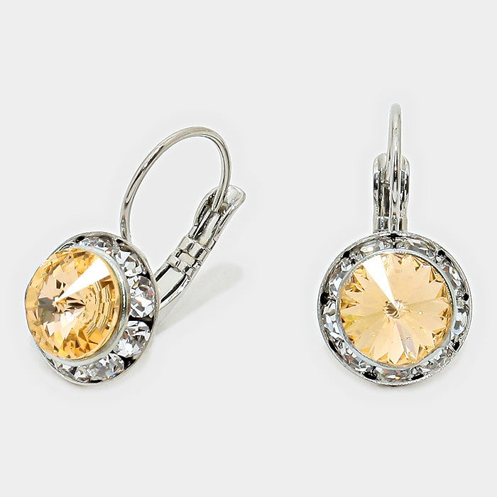 Small Yellow Austrian Crystal Stud Earrings | 0.5"