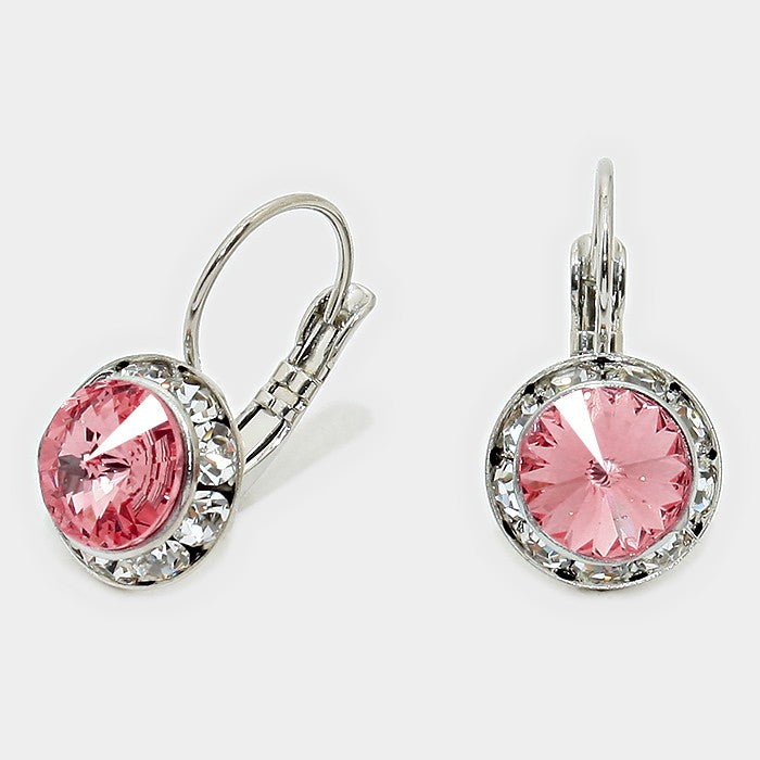 Small Pink Austrian Crystal Stud Earrings | 0.5"