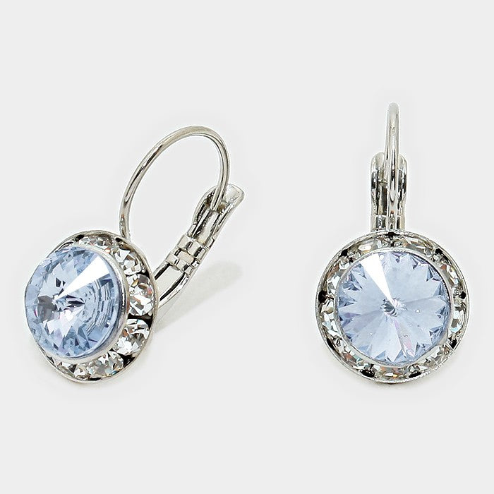 Small Blue Austrian Crystal Stud Earrings | 0.5"
