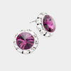 Amethyst Austrian Crystal Round Stud Earrings