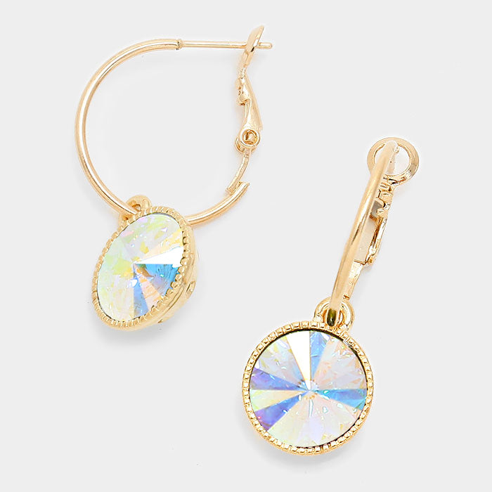 Small AB Austrian Crystal Dangle Earrings on Gold