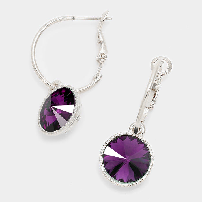 Small Amethyst Austrian Crystal Dangle Earrings