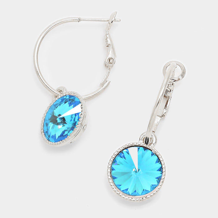 Small Aqua Austrian Crystal Dangle Earrings