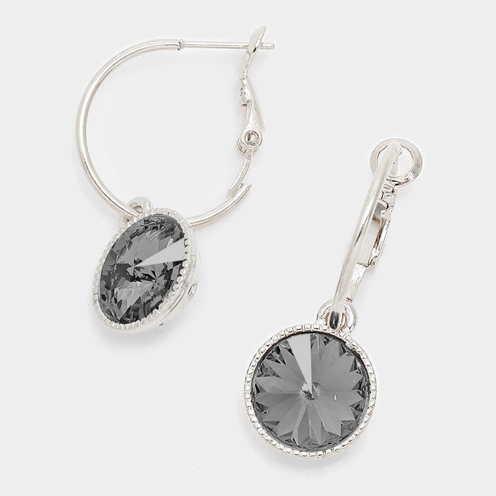 Small Black Diamond Austrian Crystal Dangle Earrings | 291520